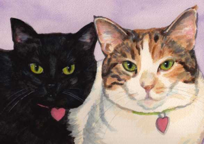 Two Cats Watercolor Carol Wells