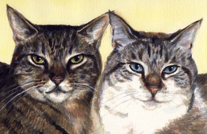 Tabby Cats Watercolor Carol Wells